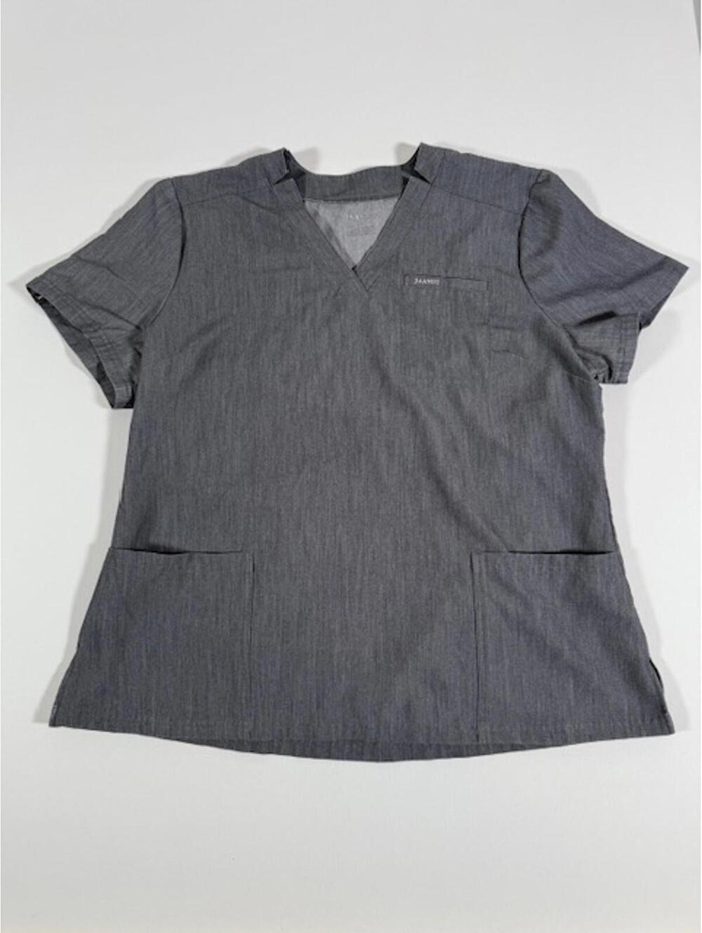 Jaanuu Women's Heather Gray Medical Scrub Top XL
